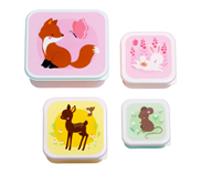 Lunch & snack box set - Forest friends Pink